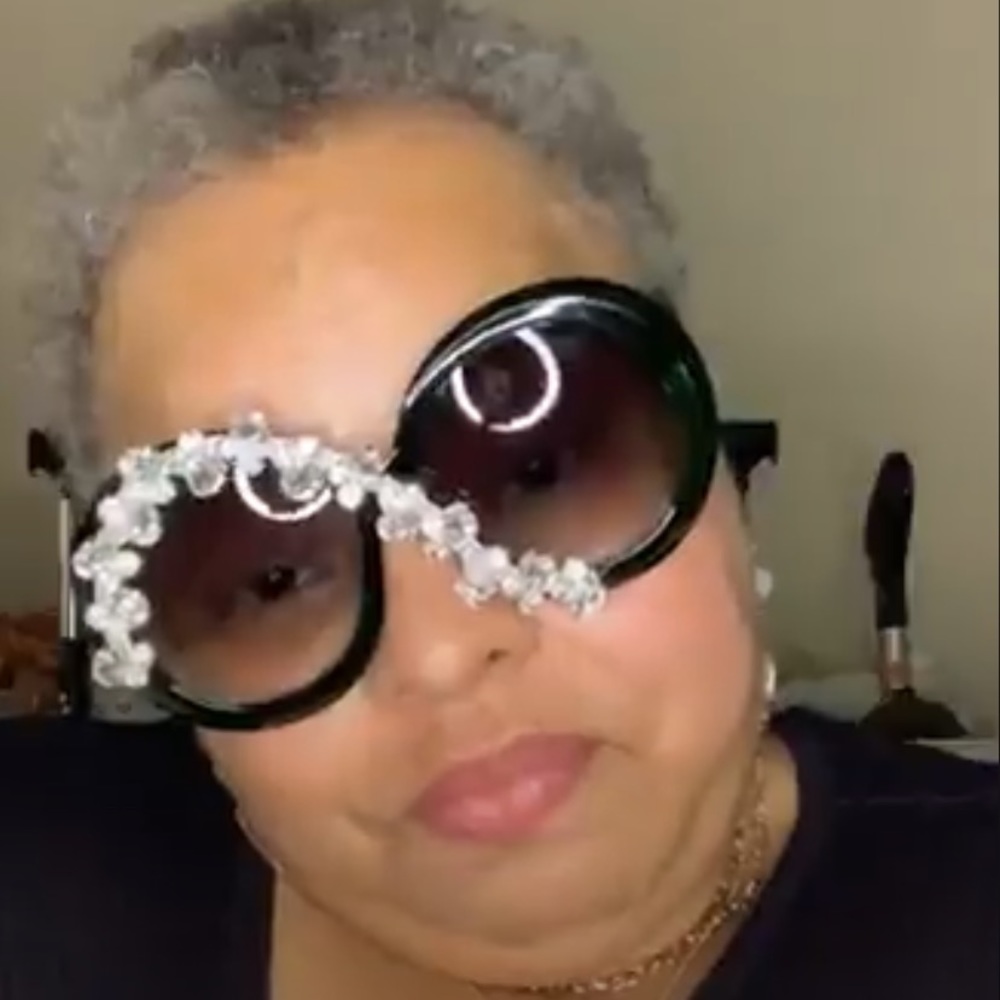 Womens Rhinestone Oversized Sunglasses